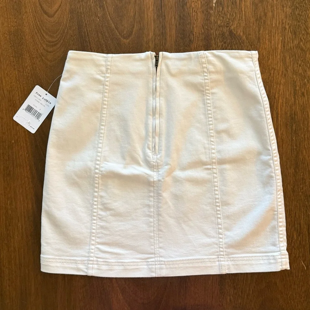 NWT Free People Modern Femme White Denim Mini Skirt